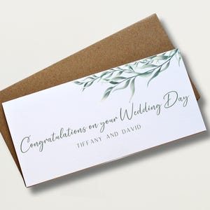 Personalizado no seu dia do casamento Cartão de carteira de dinheiro | Carteira de envelope de dinheiro floral | Cartão de casamento | Cartão de dia do casamento | Cartão de presente de dinheiro