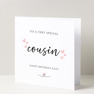 Personalizado para um cartão de felicitações de aniversário de primo especial, cartão de primo especial, cartão de aniversário para ela, aniversário marcante, presente para primo