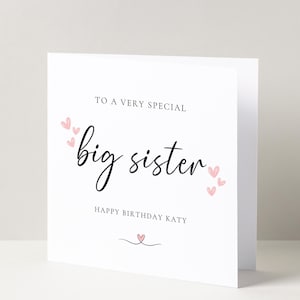 Personalised To A Special Big Sister Birthday Greetings Card, Special Big Sis Card, Birthday Card For Her, Milestone Birthday,