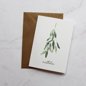 Watercolour Mistletoe Christmas Card | Christmas Card Wife | Christmas Card Husband | A6 Card | Christmas Love Mistletoe Card