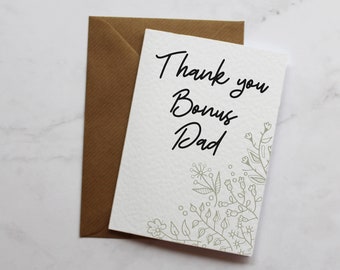 Bonus Dad Step Father Thank You Greetings Card | Simple Step Dad Thank You Card  | Thank You Card for Family | A6 Card |