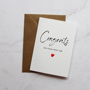 Félicitations pour votre nouveau travail Carte A6 Porte-bonheur Cadeau carte de travail minimaliste