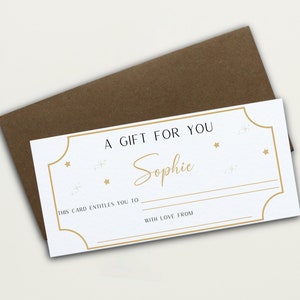 Gepersonaliseerde cadeaubon Ticket Verjaardagsverrassing Belevenis Elegante aangepaste cadeaubon aandenken