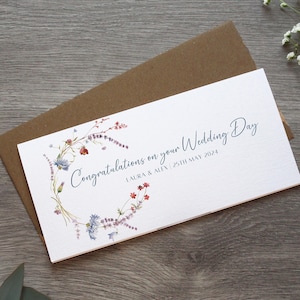 Personalisierte Aquarell Hochzeit Geld Brieftasche Benutzerdefinierte Namen Datum Einzigartige Brautpaar Geschenk für Bareinlagen