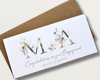 Personalized Eucalyptus Engagement Money Wallet Custom Cash Envelope for Newlyweds Unique Keepsake Gift