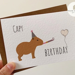 Capy Birthday Party Capybara Greetings Card Personalised Card Cute Birthday Card Wife Birthday Card Husband Birthday Card image 2