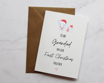 Christmas Card For Grandad | Christmas Elephant Family | First Christmas As My Grandad | First Christmas Grandpa | Cute Christmas Card