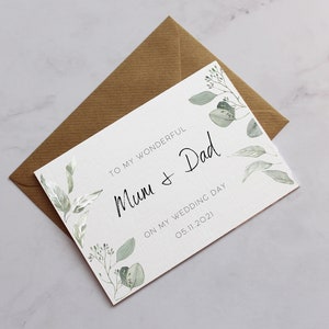 Cartão de casamento personalizado para a mãe, para o pai | Para minha mãe e meu pai no meu cartão de dia do casamento | Obrigado, mãe e pai | Cartão de dia do casamento dos pais