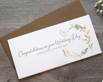 Personalised Watercolour Wedding Day Money Wallet | Wedding Day Card | Cash Envelope | Newly Wed Present | Unique Wedding Gift