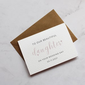 Cartão personalizado para o dia do casamento da nossa filha | Cartão para o dia do seu casamento | Cartão de casamento de coração | Cartão de noiva