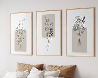 Set of 3 Neutral Wall Art Prints | UNFRAMED PRINT | Botanical Wall Art | Plant Wall Art | Neutral Home Decor |