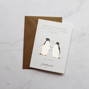 Eres mi pingüino - Linda tarjeta de aniversario / Tarjetas lindas / Linda tarjeta de San Valentín / Tarjeta para ella / Tarjeta para él