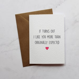 Il s'avère que je t'aime plus que prévu Carte d'anniversaire drôle | carte postale pour elle | carte postale pour lui | | carte mari | Carte Femme