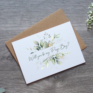 Carte de proposition personnalisée en eucalyptus mariage garçon - Serez-vous mon ? Carte et enveloppe | Différents rôles de mariage disponibles