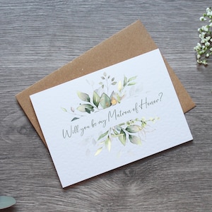 Carte de proposition personnalisée pour mariage d'homme d'honneur à l'eucalyptus - Serez-vous mon ? Carte et enveloppe | Différents rôles de mariage disponibles
