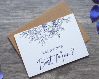 de mariage personnalisée bleu marine - Carte et enveloppe Serez-vous mon meilleur homme | Différents rôles de mariage disponibles