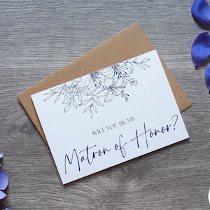 Gepersonaliseerde marineblauwe bruiloft voorstelkaart man of Honor - Will You Be My? Kaart en envelop | Verschillende trouwrollen beschikbaar