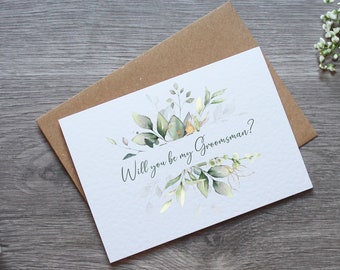 Personalised Eucalyptus Wedding Groomsmen Proposal Card - Will You Be My Groomsman? Card & Envelope | Different Wedding Roles Available