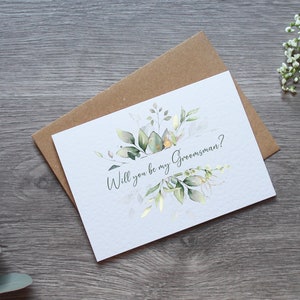 Biglietto di proposta di matrimonio personalizzato per sposo in eucalipto - Vuoi essere il mio sposo? Biglietto e busta / Diversi ruoli per il matrimonio disponibili