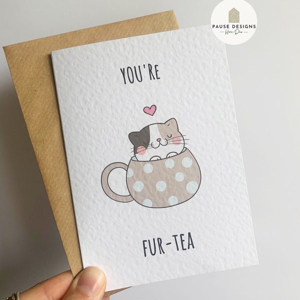 You're Fur-Tea Cat Birthday Card | Cat Birthday Card | Greetings Card | Cute Birthday Cards | Thirtieth Birthday Card For Her | 30th Gift