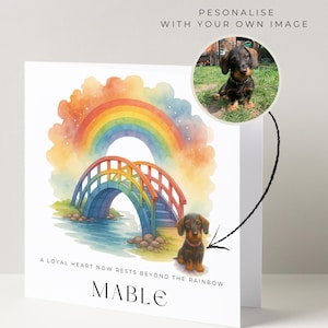 Carte de sympathie pour la perte d'un chien pour le mémorial du deuil d'un animal de compagnie ou cadeau de condoléances en souvenir du pont arc-en-ciel pour la perte d'un chien bien-aimé