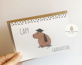 Capy Abschluss Capybara Grußkarte | Abschlusskarte Geschenk | Niedliche Abschlusskarte | Glückwunschkarte | Karte für Freund | A6 Karte