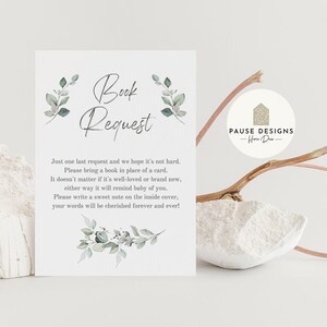 Botanisch boekverzoek babyshower Briefkaart | A6-kaart | Babyshower babyboek | Breng een boek mee in plaats van een kaartverzoek