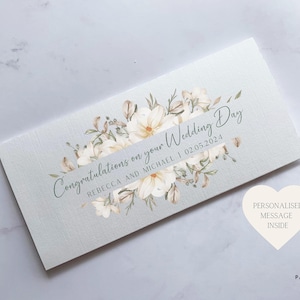 Carte portefeuille personnalisée le jour de votre mariage | enveloppe florale pour billets de banque | Carte de mariage | Carte de mariage | Carte-cadeau en argent