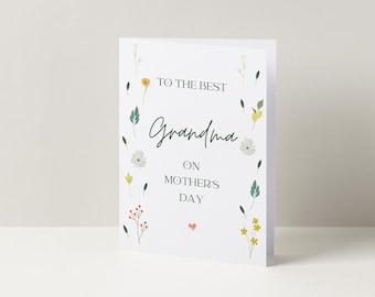 Best Grandma On Mother's Day Flower Card, Cards For Nana on Mothers Day, Cute Cards, Minimalist Cards, Wildflower Cards, Grandma Cards