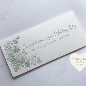 Carte portefeuille personnalisée le jour de votre mariage | enveloppe florale pour billets de banque | Carte de mariage | Carte de mariage | Carte-cadeau en argent