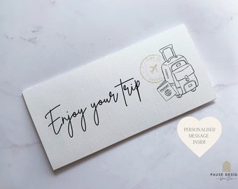 Enjoy your Trip Travel Money Wallet Card | Ticket or Cash Envelope Wallet For Gap Year, Surprise Trip Reveal Or Honeymoon | Travel Gift |