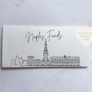 Carteira de dinheiro para viagem Naples Funds para dinheiro ou ingressos e presente de aventura culinária com mensagem interna personalizada