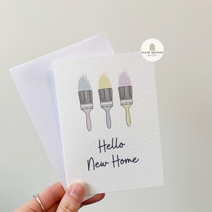 New Home Penselen Kaart Inwijdingsfeestgroet Cute First Home-kaart