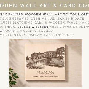 Personalised Wedding Venue Watercolour Card Elegant Congratulations Keepsake for the Bride and Groom Luxury Newlywed Gift for Wedding Day image 5