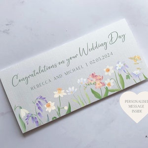 Carte portefeuille personnalisée le jour de votre mariage | enveloppe florale pour billets de banque | Carte de mariage | Carte de mariage | Carte-cadeau en argent