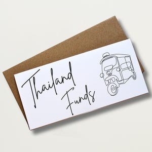 Portefeuille de voyage en Thaïlande pour de l'argent ou des billets, parfait pour une lune de miel ou un voyage surprise, révélez le design du tuk tuk