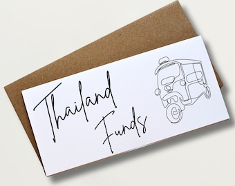 Thailand Travel Money Wallet for Cash or Tickets Perfect for Honeymoon Gap Year or Surprise Trip Reveal Tuk Tuk Design