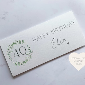 Personalisierte Geldtasche zum 40. Geburtstag | Geburtstagsgeschenk Geld | Cash Umschlag | Geburtstagsgeschenk | Meilenstein-Geburtstagskarte | Kundenspezifische Karte