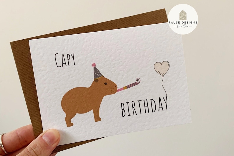 Capy Birthday Party Capybara Greetings Card Personalised Card Cute Birthday Card Wife Birthday Card Husband Birthday Card image 2