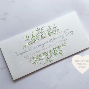Carte portefeuille personnalisée le jour de votre mariage | enveloppe florale pour billets de banque | Carte de mariage | Carte de mariage | Carte-cadeau en argent