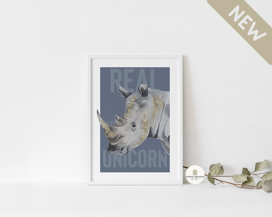 Echtes Einhorn Nashorn Safari Wand Kunst UNGERAHMT DRUCK Etsy.de