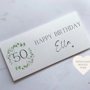 Personalisierte Geldtasche zum 50. Geburtstag | Geburtstagsgeschenk Geld | Cash Umschlag | Geburtstagsgeschenk | Meilenstein-Geburtstagskarte | Kundenspezifische Karte