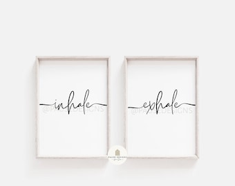 Inhale, Exhale Set of 2 Typography Wall Art Print | UNFRAMED PRINTS | A3/A4/A5 Prints | Home Decor Prints | Bedroom Print | Motivation Print