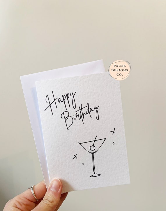 Joyeux Anniversaire Cocktail Verre Carte De Vœux Etsy Canada