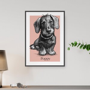 Pet Portrait Wall Art Print Custom Sketch Style Dog or Cat Illustration Digitally Created Memorial Gift or Dog Housewarming Gift