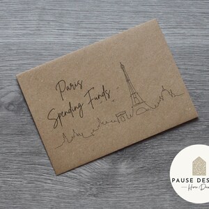 Sobre para gastos de París / Sobre para efectivo / Regalo en efectivo / Regalo de dinero / Recién casados