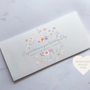 Personalisiert an Ihrem Hochzeitstag Geld Brieftasche Karte | Floral Bargeld Umschlag Brieftasche | Hochzeitskarte | Hochzeits-Karte | Geldgeschenk Karte