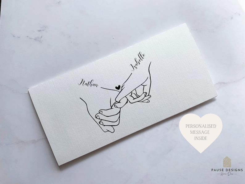 Personalised Couples Holding Hands Money Wallet | Wedding Day Card | Cash Envelope | Wedding Present | Congratulations Card | Wedding Gift image 1