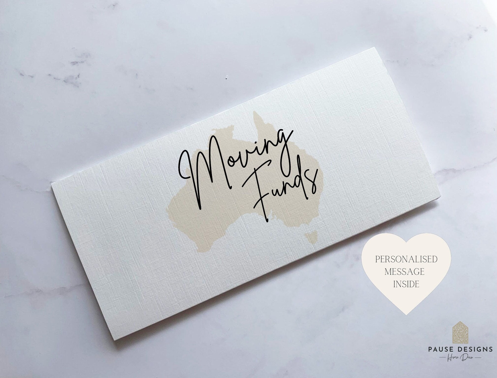 Australia Moving Money Wallet Card - Down Under Daily Dollars Cash Envelope for Relocation Travel Gift with Personalised Message
