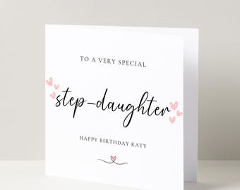 Personalised To A Special Step-Daughter Birthday Greetings Card, Special Srep-Daughter Card, Birthday Card For Her, Milestone Birthday
